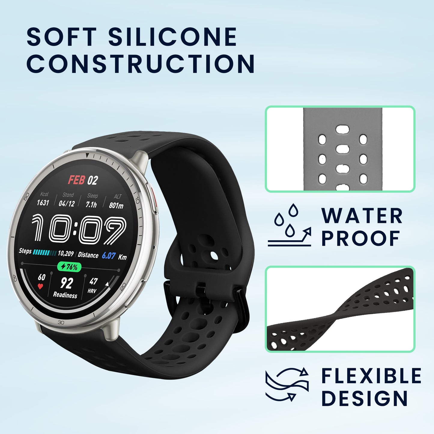 kwmobile Watch Strap for 20mm Amazfit Active 2 / 2 Square / Active Edge / Bip 3 / GTS 3 Fitness Tracker Band Set Replacement Strap Smartwatch
