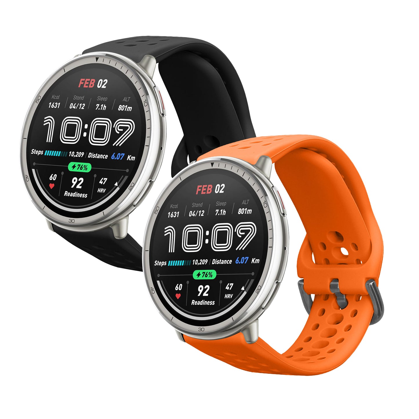 kwmobile Silikon Uhrenarmband für 20mm Amazfit Active 2 / 2 Square / Active Edge / Bip 3 / GTS 3 4 Armband - Ersatzarmband für Fitnesstracker - Wechselarmband Smartwatch - Schwarz Orange Schwarz  [dsg02]