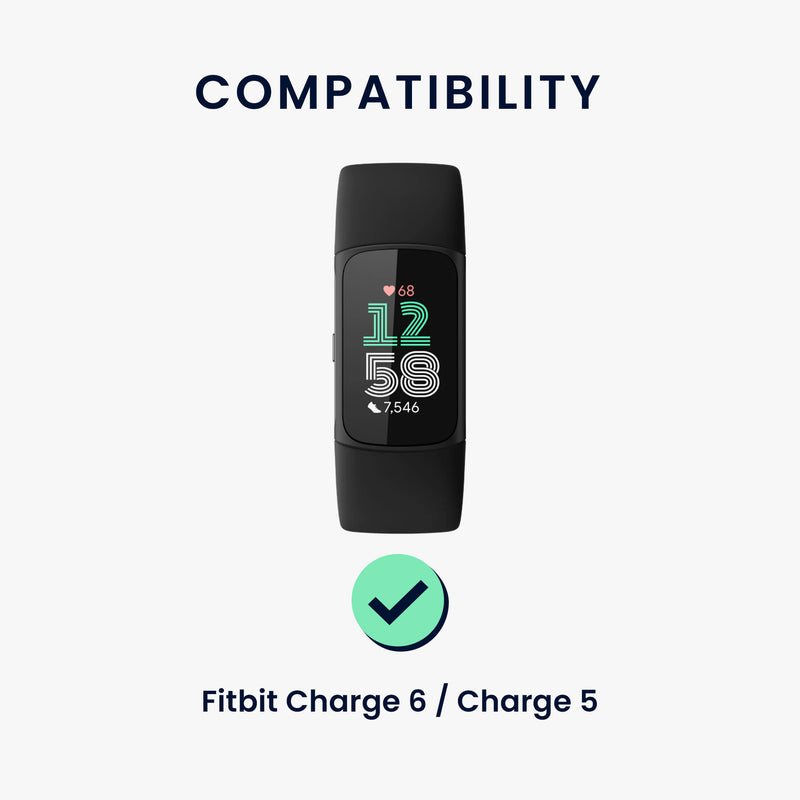 kwmobile Sports Bracelet compatible with Fitbit Charge 6 / Charge 5 - Wristband for Fitness Tracker - with Protective Bumper