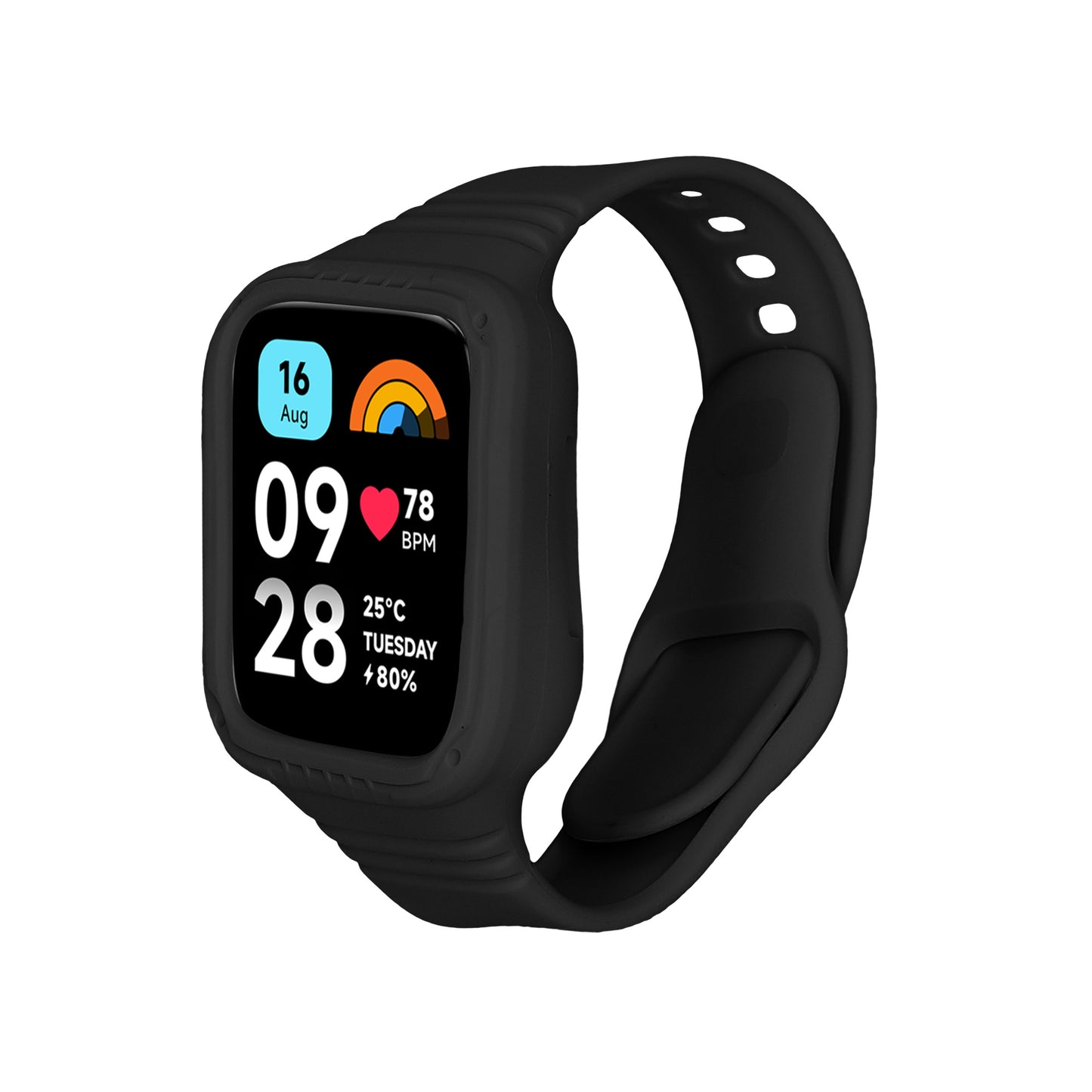 kwmobile Sportarmband kompatibel mit Xiaomi Redmi Watch 3 Active / Redmi Watch 3 Lite - Armband TPU Silikon für Fitnesstracker - mit Schutz Bumper Schwarz Schwarz  