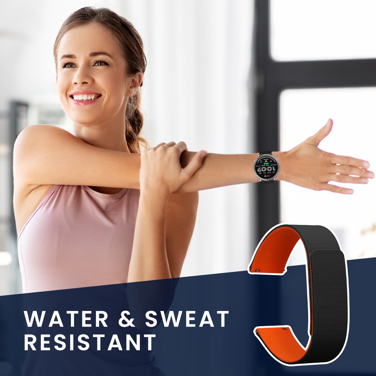 kwmobile Replacement Strap Compatible with 20mm Amazfit Active 2 / 2 Square / Active Edge / Bip 3 / GTS 3 4 Band - Fitness Tracker Strap with Magnetic Closure