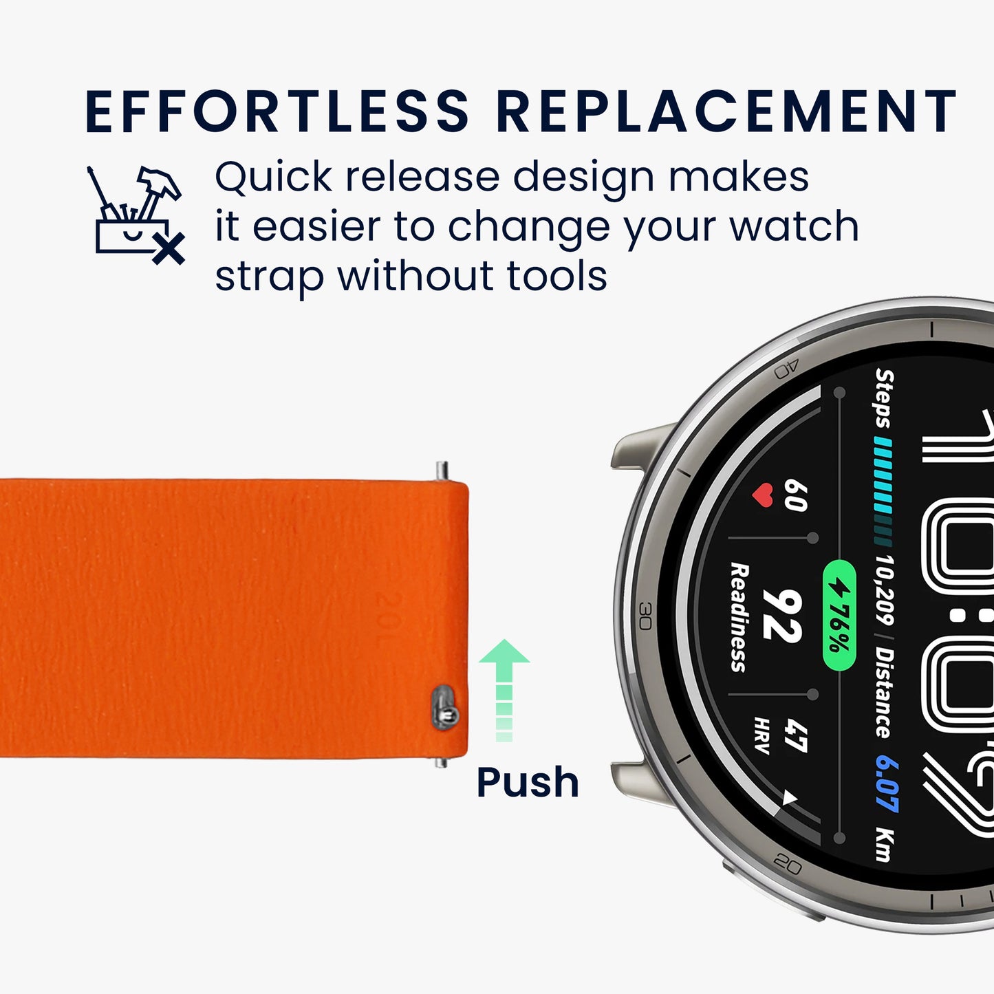 kwmobile Replacement Strap Compatible with 20mm Amazfit Active 2 / 2 Square / Active Edge / Bip 3 / GTS 3 4 Band - Fitness Tracker Strap with Magnetic Closure