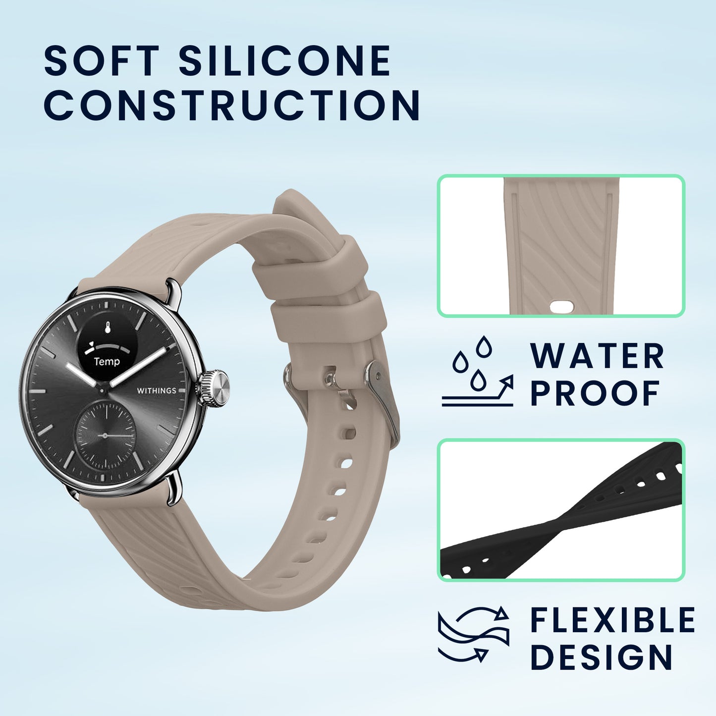 kwmobile Watch Strap for Withings Scanwatch Light 37mm / Withings Scanwatch 2 38mm Strap Fitness Tracker Band Set Replacement Strap Smartwatch