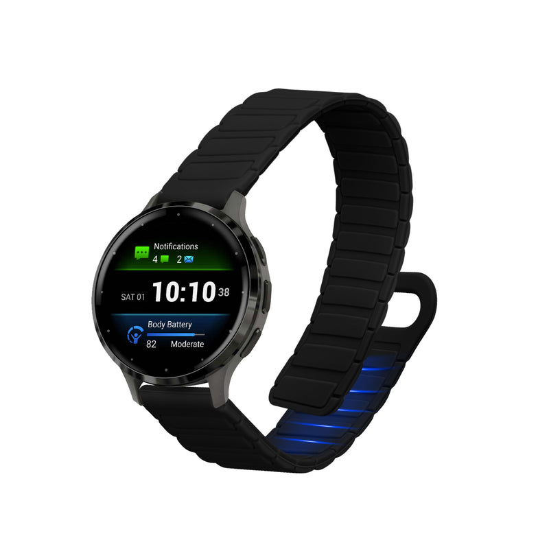 kwmobile Ersatzarmband kompatibel mit Garmin Venu 3S / Venu 2S / vivoactive 4S / Forerunner 265S 255S Armband - Fitnesstracker Silikon Band mit Magnetverschluss Schwarz  [dsg01]