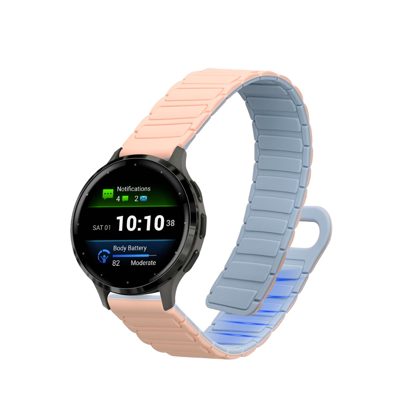 kwmobile Ersatzarmband kompatibel mit Garmin Venu 3S / Venu 2S / vivoactive 4S / Forerunner 265S 255S Armband - Fitnesstracker Silikon Band mit Magnetverschluss Altrosa  [dsg02]