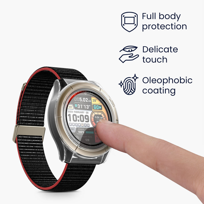 kwmobile Glass Case for Amazfit Cheetah / Amazfit Cheetah Pro Protective Cover Full Body Fitness Tracker Case Set