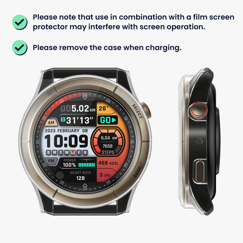 kwmobile Glass Case for Amazfit Cheetah / Amazfit Cheetah Pro Protective Cover Full Body Fitness Tracker Case Set