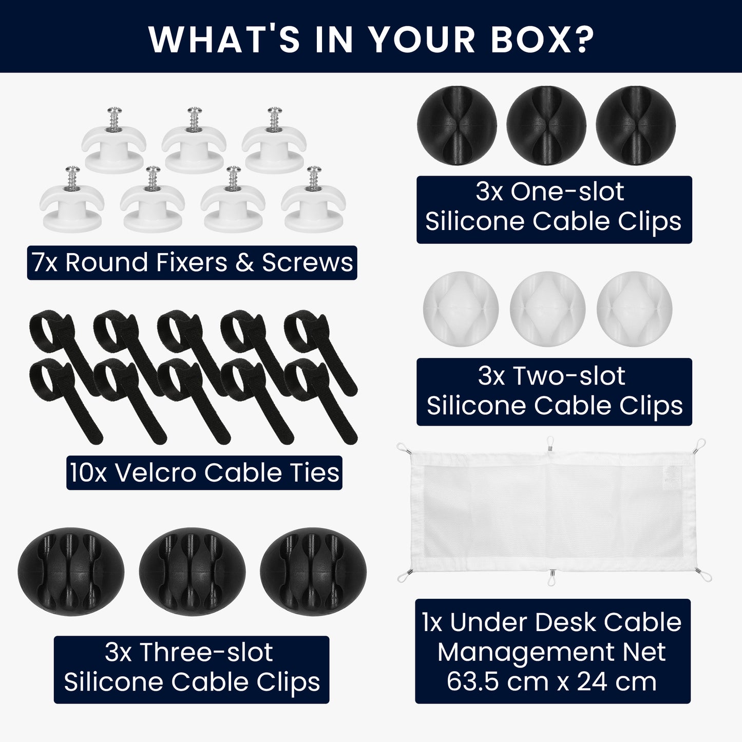 kwmobile Cable Management Desk Cable Net - Hide Cables - Desk Cable Management - Cable Management Organizer - Cable Organization