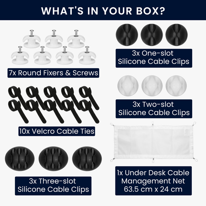 kwmobile Cable Management Desk Cable Net - Hide Cables - Desk Cable Management - Cable Management Organizer - Cable Organization