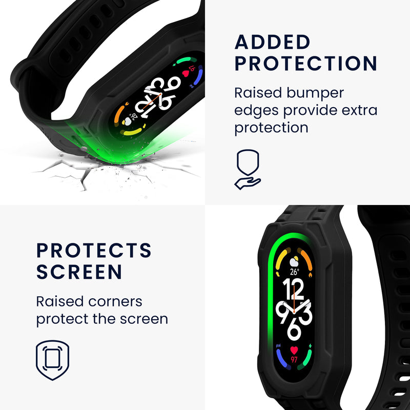 kwmobile Sport Armband compatible with Xiaomi Smart Band 10 / Smart Band 9 / 8 7 6 5 4 3 - Strap for Fitness Tracker - with Protective Bumper