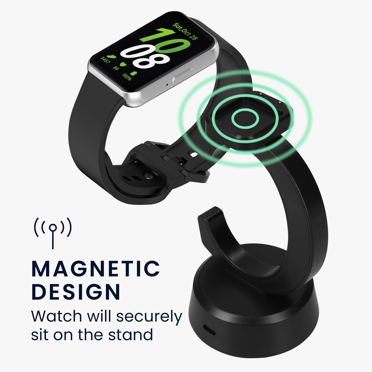 kwmobile USB Charger compatible with Samsung Galaxy Fit 3 / Honor Watch Fit / Oppo Band 2 / Keep B4 - USB Cable Charger Stand - Smart Watch Charging Station - Charging Cable with Stand Function