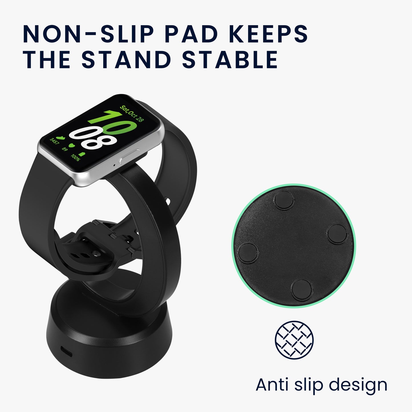 kwmobile USB Charger compatible with Samsung Galaxy Fit 3 / Honor Watch Fit / Oppo Band 2 / Keep B4 - USB Cable Charger Stand - Smart Watch Charging Station - Charging Cable with Stand Function