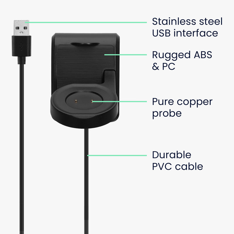 kwmobile USB Charger compatible with Amazfit GTR 42mm / GTR 47mm / GTS / T-Rex USB Cable Charger Stand Smart Watch Charging Station Docking Station Charging Cable with Stand Function