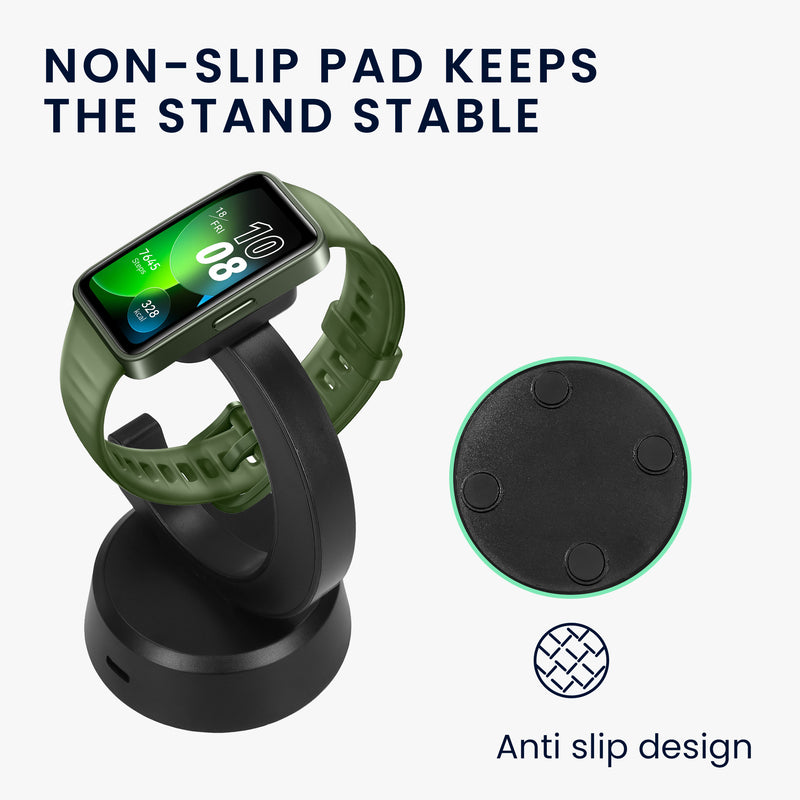 kwmobile USB Charger compatible with Huawei Band 10 / Honor Band 9 / Band 7 / Band 6 / OPPO Band 2 - USB Cable Charger Stand - Smartwatch Charging Station - Charging Cable with Stand Function