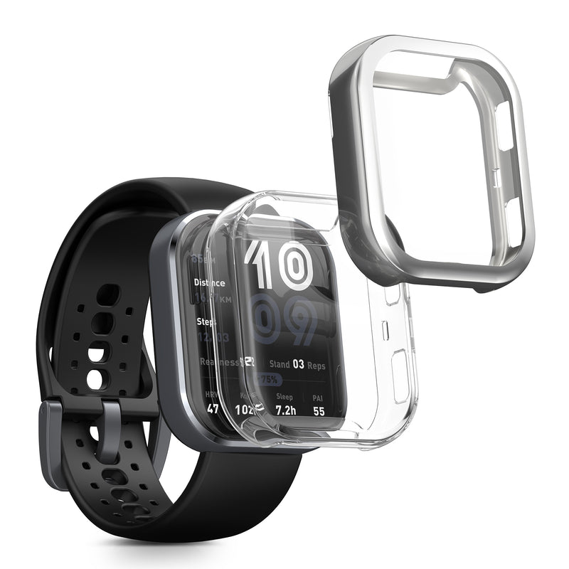 kwmobile 2x Schutzhülle kompatibel mit Amazfit Bip 6 Hülle - Fullbody Cover Set aus Silikon - Transparent Silber Transparent  [dsg04]