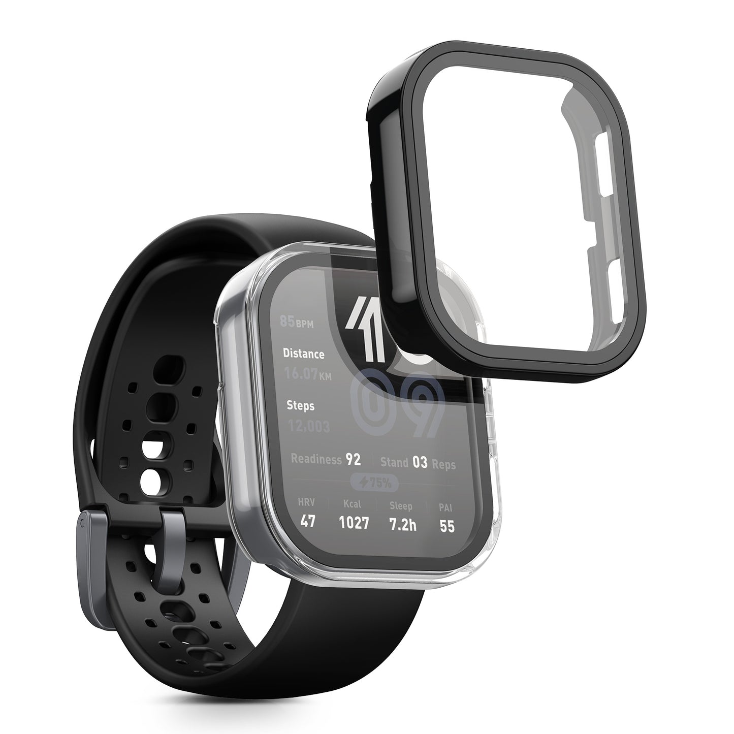 kwmobile Glass Case for Amazfit Bip 6 Protective Cover Fullbody Fitness Tracker Case Set