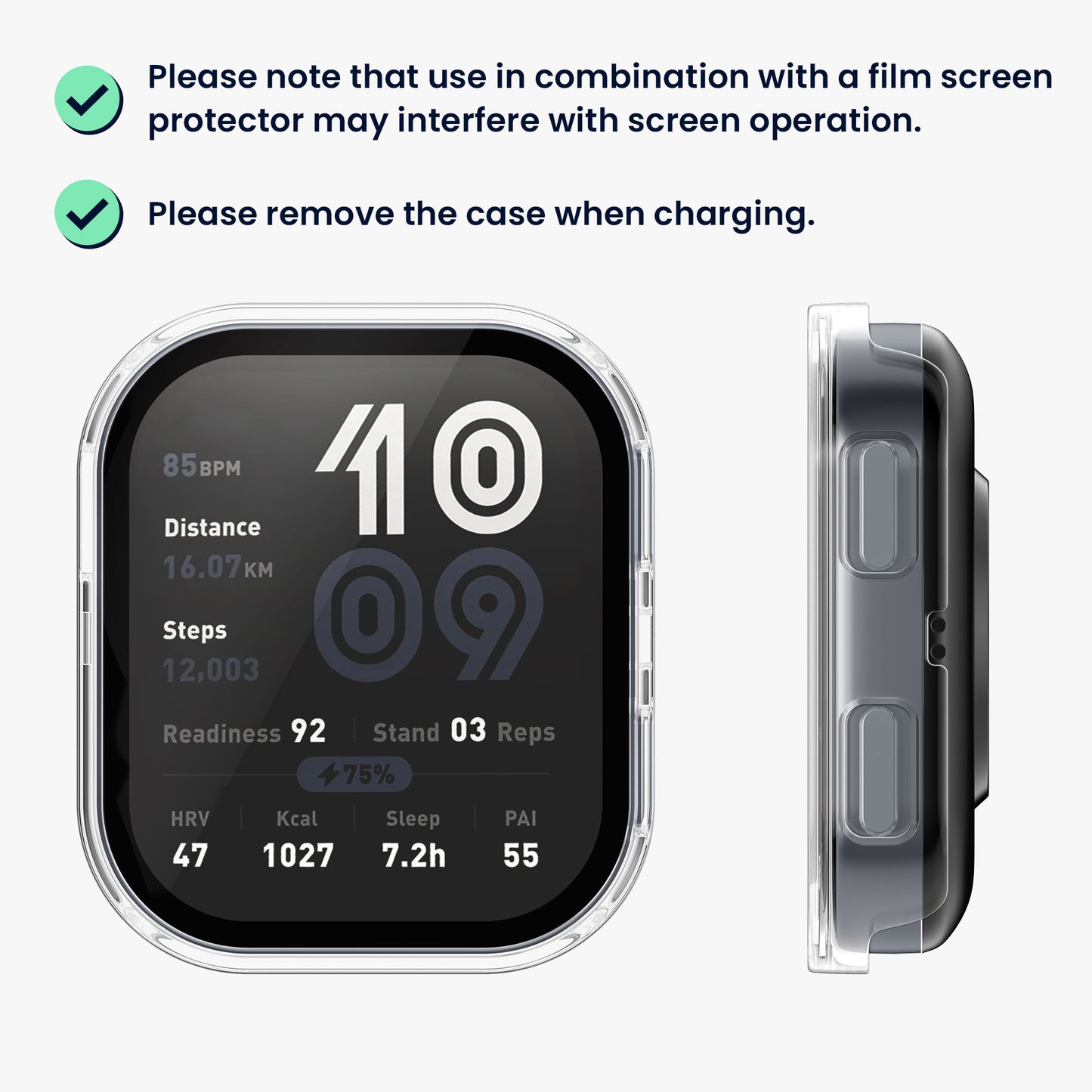 kwmobile Glass Case for Amazfit Bip 6 Protective Cover Fullbody Fitness Tracker Case Set