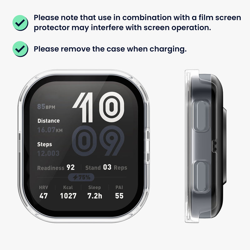 kwmobile Glass Case for Amazfit Bip 6 Protective Cover Fullbody Fitness Tracker Case Set