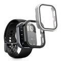 kwmobile 2x Cover kompatibel mit Amazfit Bip 6 Hülle - Fullbody Fitnesstracker Case Set aus Glas - Schwarz Silber Schwarz  [dsg02]