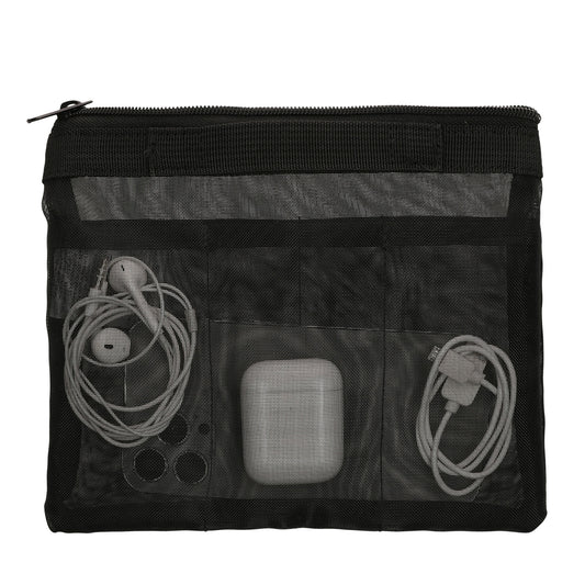 kwmobile Reise Organizer aus Mesh - Zubehör Organizer - Meshtasche für Handy Kabel Power Bank Festplatten Ladegerät - Reißverschlusstasche - Schwarz Schwarz  