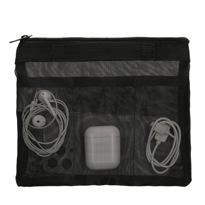 kwmobile Reise Organizer aus Mesh - Zubehör Organizer - Meshtasche für Handy Kabel Power Bank Festplatten Ladegerät - Reißverschlusstasche - Schwarz Schwarz  