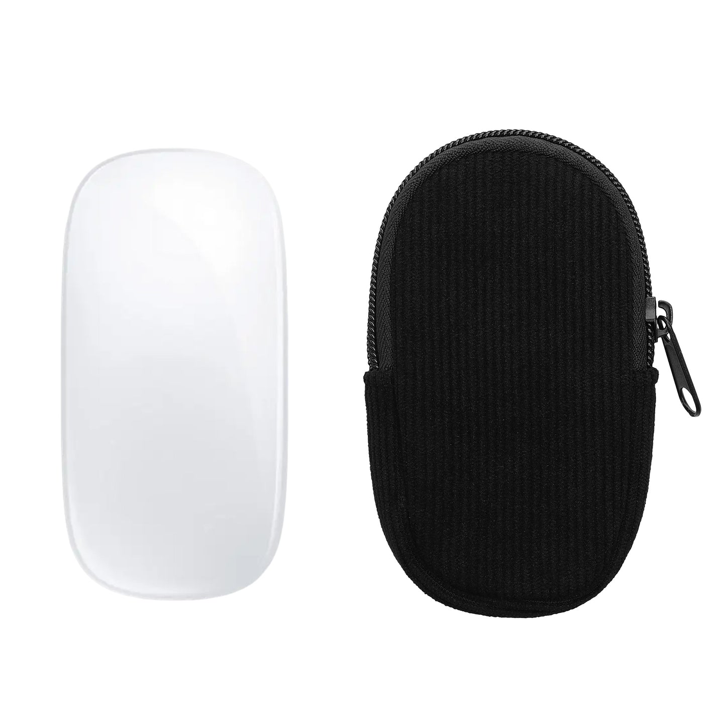 kwmobile Maus Tasche kompatibel mit Apple Magic Mouse 1 / 2 Hülle - Case für Bluetooth Maus aus robustem Cord und Neopren Stoff - Schwarz Schwarz  