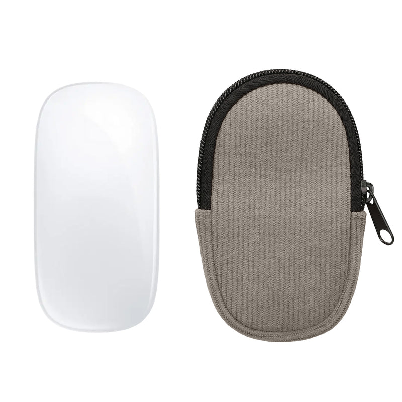 kwmobile Maus Tasche kompatibel mit Apple Magic Mouse 1 / 2 Hülle - Case für Bluetooth Maus aus robustem Cord und Neopren Stoff - Grau Grau  
