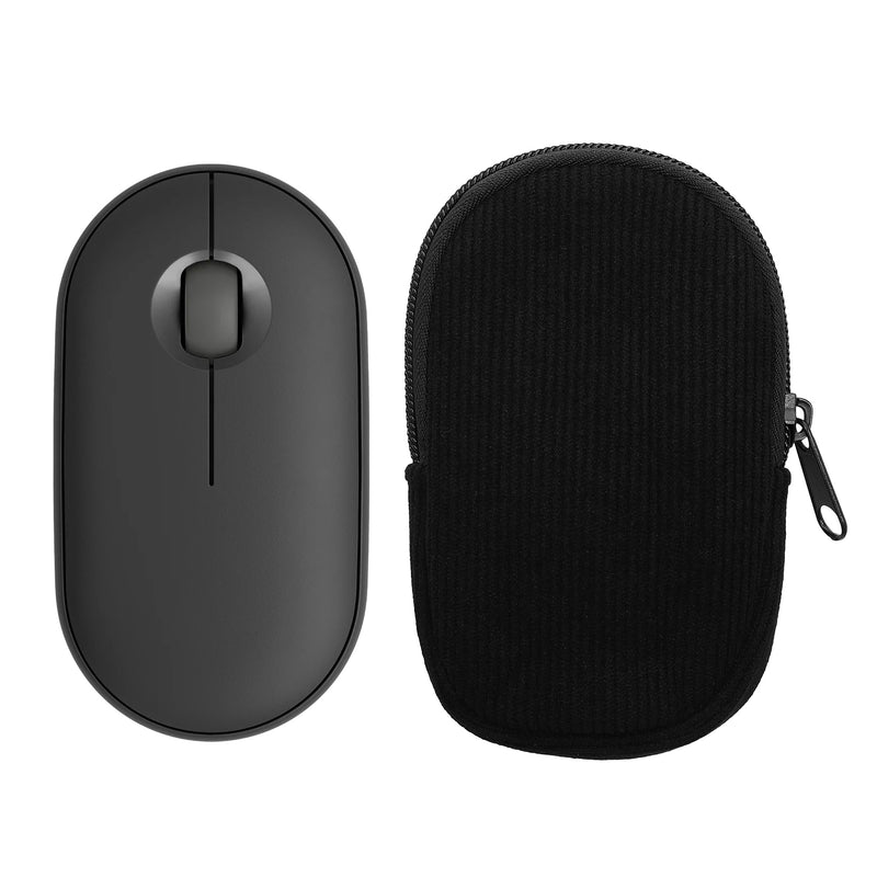 kwmobile Maus Tasche kompatibel mit Logitech Pebble Mouse 2 M350s / M350 Hülle - Case für Bluetooth Maus aus robustem Cord und Neopren Stoff - Schwarz Schwarz  
