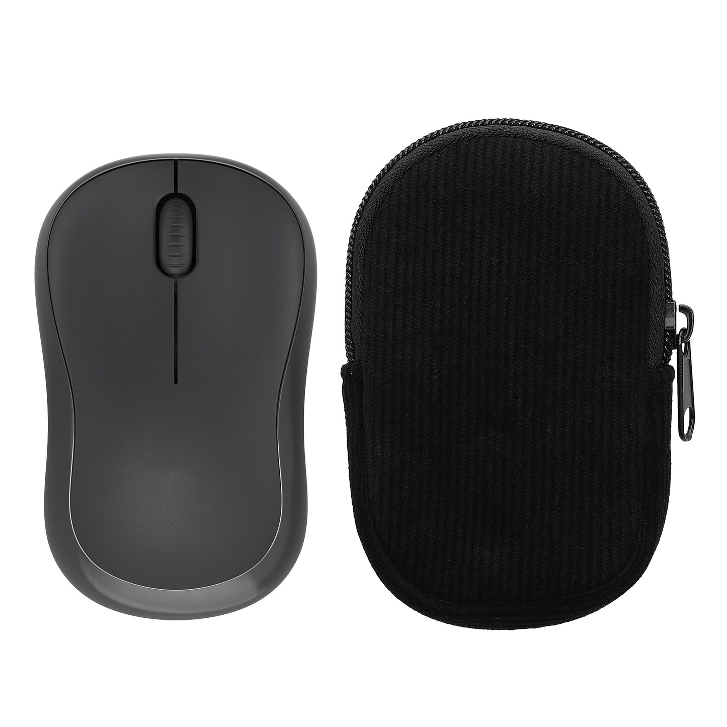 kwmobile Maus Tasche kompatibel mit Logitech M240 SILENT / M325S Hülle - Case für Bluetooth Maus aus robustem Cord und Neopren Stoff - Schwarz Schwarz  