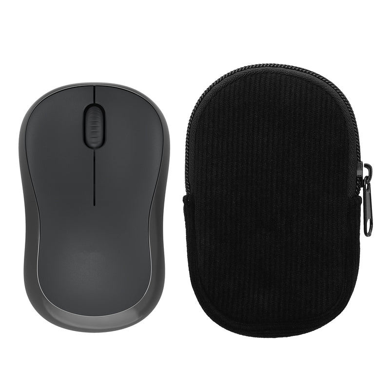 kwmobile Maus Tasche kompatibel mit Logitech M240 SILENT / M325S Hülle - Case für Bluetooth Maus aus robustem Cord und Neopren Stoff - Schwarz Schwarz  
