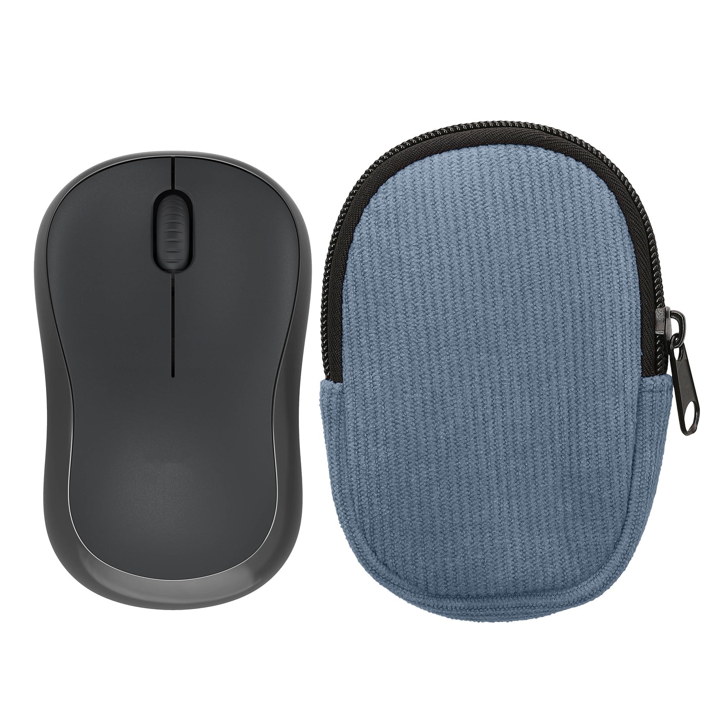 kwmobile Maus Tasche kompatibel mit Logitech M240 SILENT / M325S Hülle - Case für Bluetooth Maus aus robustem Cord und Neopren Stoff - Vintage Blue Vintage Blue  
