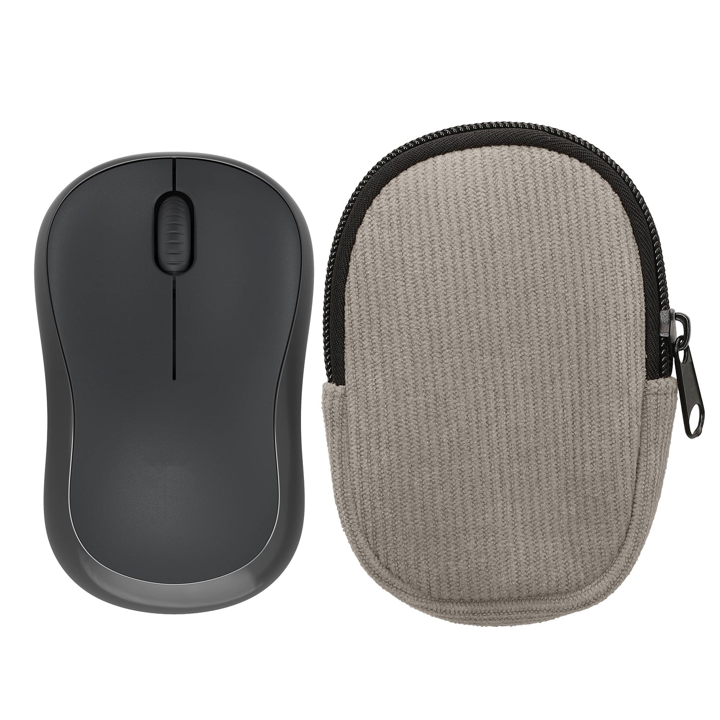 kwmobile Maus Tasche kompatibel mit Logitech M240 SILENT / M325S Hülle - Case für Bluetooth Maus aus robustem Cord und Neopren Stoff - Grau Grau  