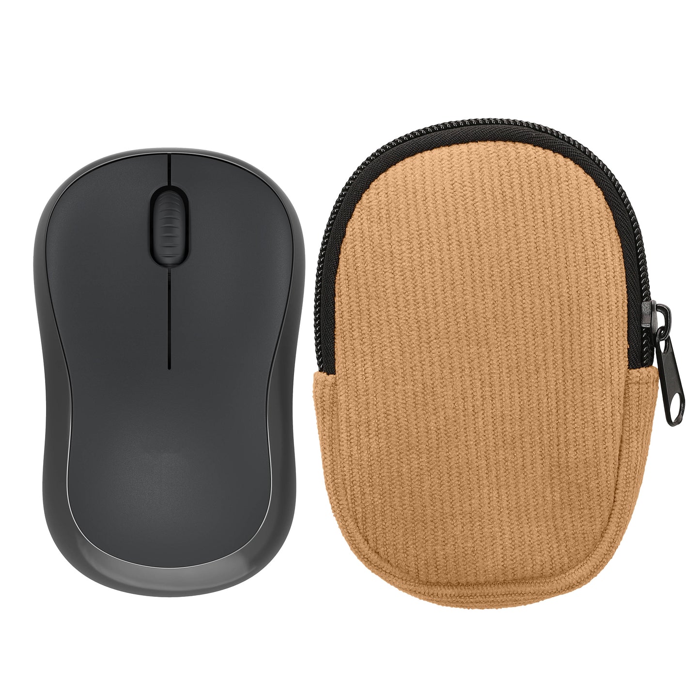 kwmobile Maus Tasche kompatibel mit Logitech M240 SILENT / M325S Hülle - Case für Bluetooth Maus aus robustem Cord und Neopren Stoff - Beige Beige  