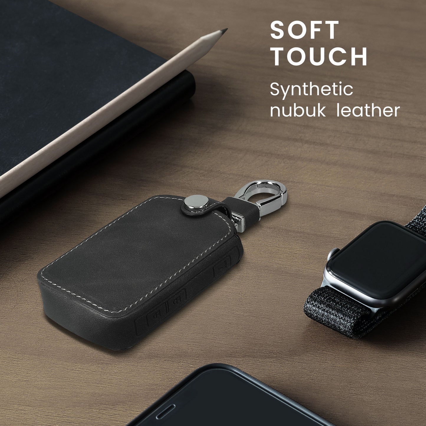 kwmobile Car Key Fob Cover Compatible with Mazda 3-Button CX30 CX50 CX60 CX90 MX-30 - Faux Leather Key Fob Case