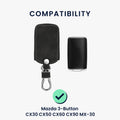 kwmobile Car Key Fob Cover Compatible with Mazda 3-Button CX30 CX50 CX60 CX90 MX-30 - Faux Leather Key Fob Case