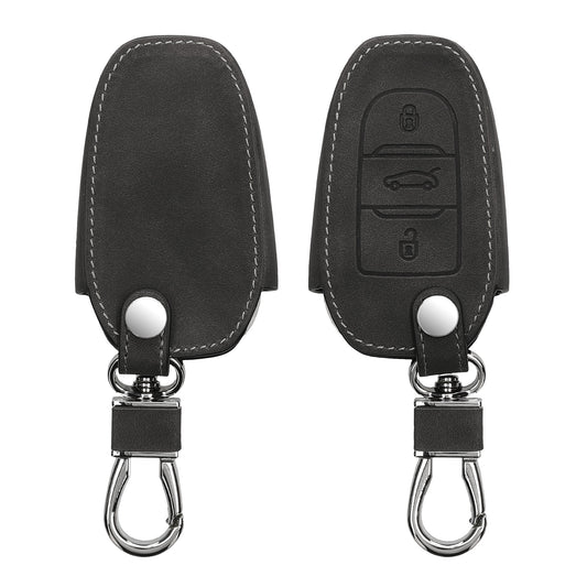 kwmobile Autoschlüssel Hülle kompatibel mit Opel 3-Tasten Smartkey Autoschlüssel Keyless Go - Nubuklederoptik - Kunstleder Schutzhülle Schlüsselhülle Cover - Dunkelgrau Dunkelgrau  