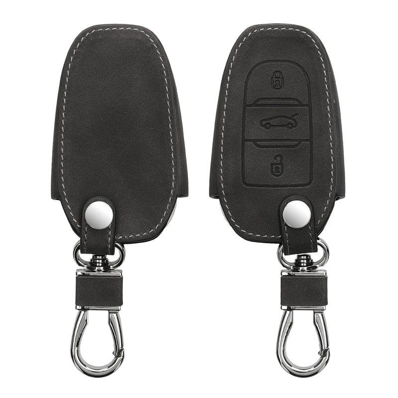 kwmobile Autoschlüssel Hülle kompatibel mit Opel 3-Tasten Smartkey Autoschlüssel Keyless Go - Nubuklederoptik - Kunstleder Schutzhülle Schlüsselhülle Cover - Dunkelgrau Dunkelgrau  