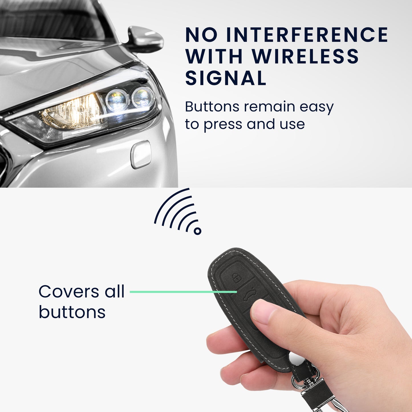 kwmobile Car Key Cover Compatible with Audi A6 A7 A8 Q7 Q8 3-Button Car Key Keyless Artificial Leather Protective Case Key Fob Cover