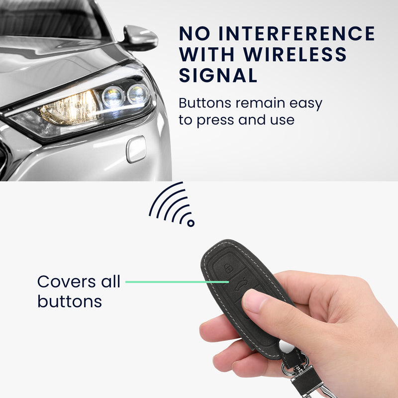 kwmobile Car Key Cover Compatible with Audi A6 A7 A8 Q7 Q8 3-Button Car Key Keyless Artificial Leather Protective Case Key Fob Cover
