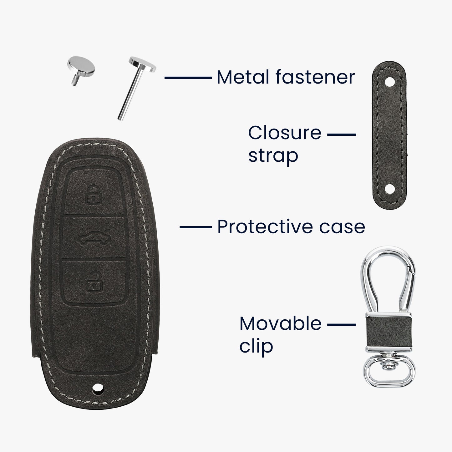 kwmobile Car Key Cover Compatible with Audi A6 A7 A8 Q7 Q8 3-Button Car Key Keyless Artificial Leather Protective Case Key Fob Cover