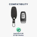 kwmobile Car Key Cover Compatible with Audi A6 A7 A8 Q7 Q8 3-Button Car Key Keyless Artificial Leather Protective Case Key Fob Cover