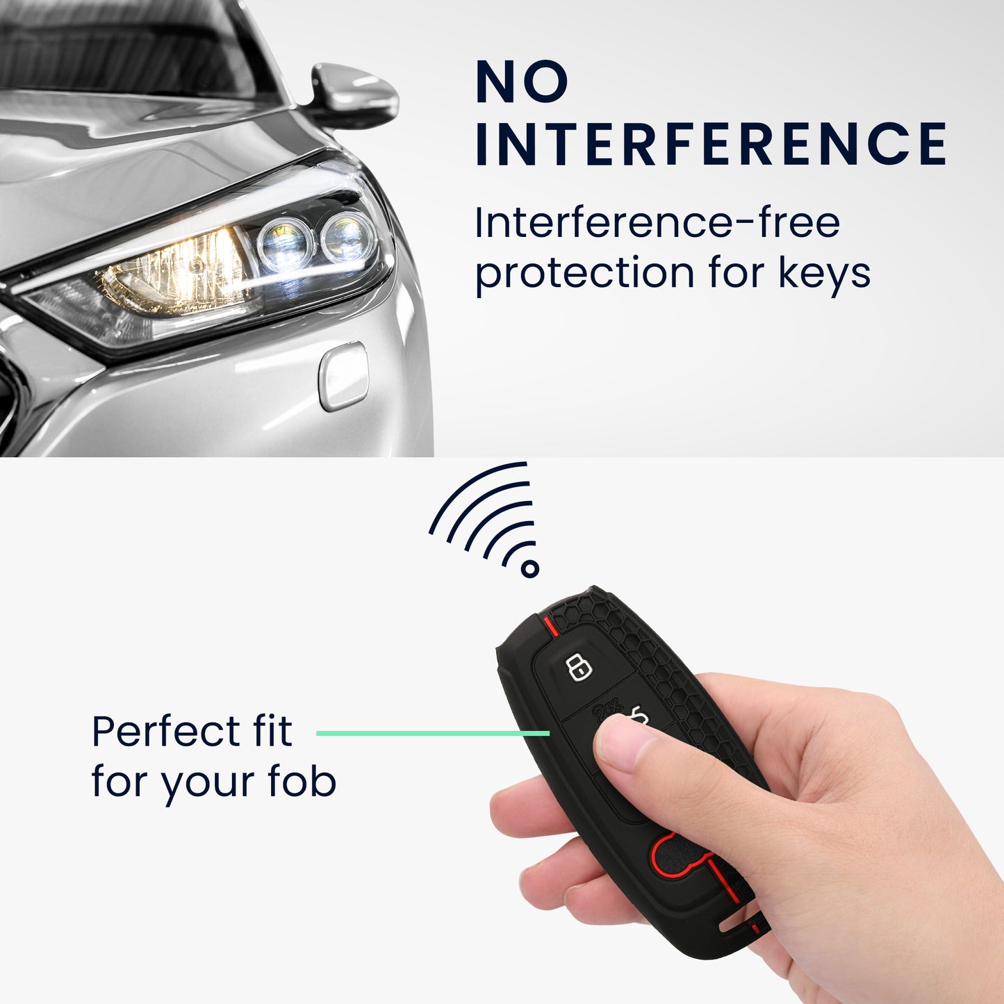 kwmobile Car Key Cover compatible with Audi A6 A7 A8 Q7 Q8 3-Button Car Keyless Fob