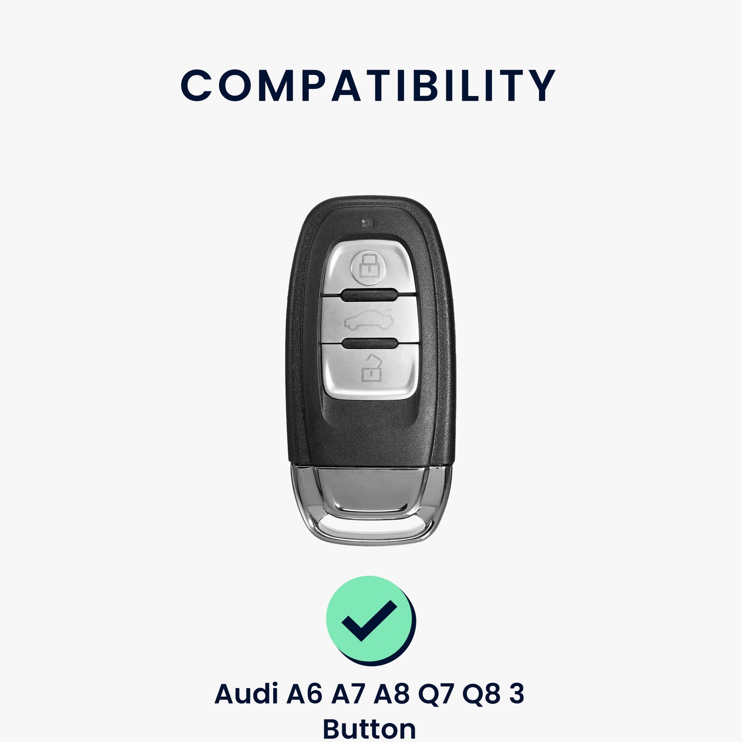kwmobile Car Key Cover compatible with Audi A6 A7 A8 Q7 Q8 3-Button Car Keyless Fob