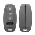 kwmobile Autoschlüssel Schutzhülle kompatibel mit Audi A6 A7 A8 Q7 Q8 3-Tasten Autoschlüssel Keyless Hülle - Schlüsselhülle aus Silikon - in Grau Schwarz Grau  