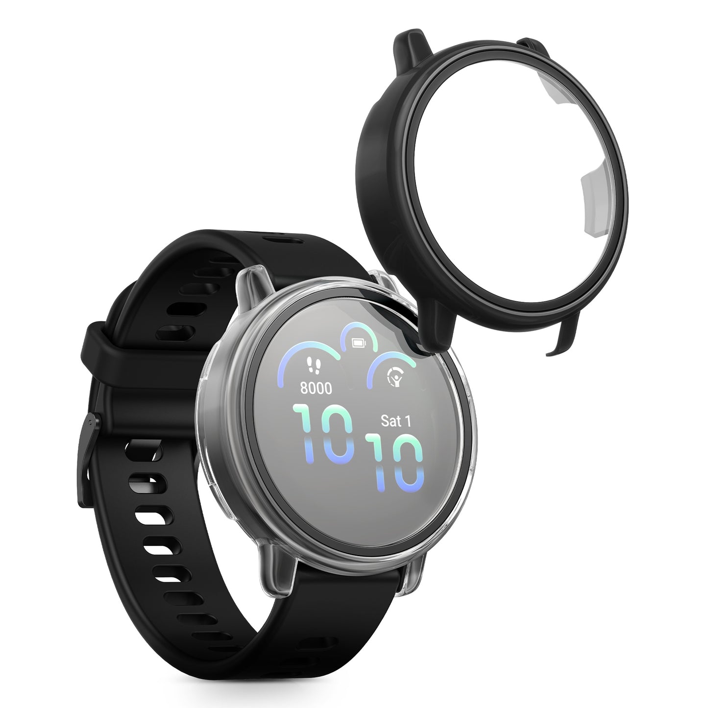 kwmobile Glass Case for Garmin vivoactive 6 (42mm) / Active 6 Protective Case - Full-body Fitness Tracker Case Set