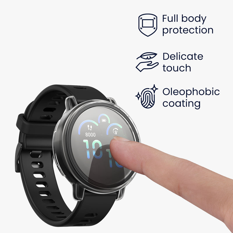 kwmobile Glass Case for Garmin vivoactive 6 (42mm) / Active 6 Protective Case - Full-body Fitness Tracker Case Set