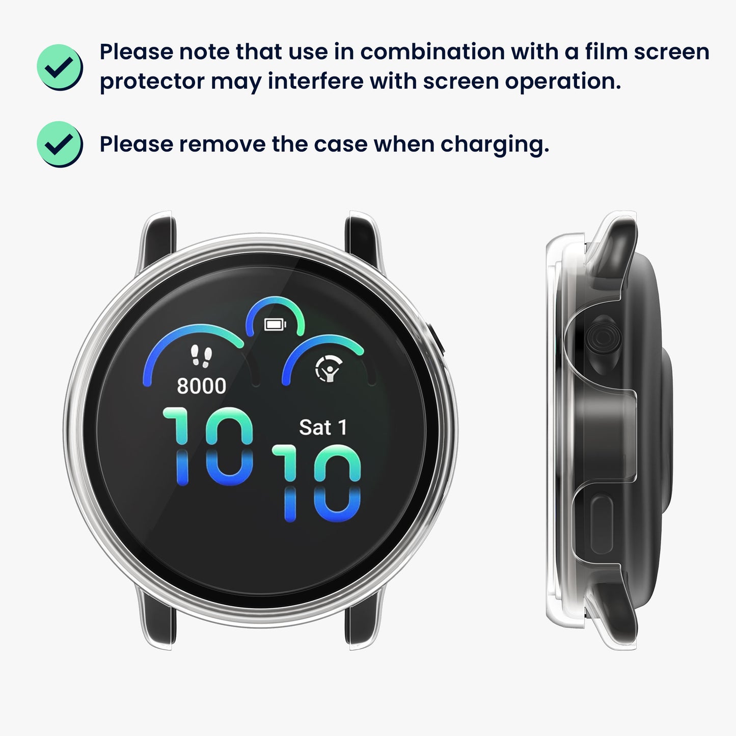 kwmobile Glass Case for Garmin vivoactive 6 (42mm) / Active 6 Protective Case - Full-body Fitness Tracker Case Set