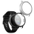 kwmobile 2x Cover kompatibel mit Garmin vivoactive 6 (42mm) / Active 6 Hülle - Fullbody Fitnesstracker Case Set aus Glas - Schwarz Silber Schwarz  [dsg02]