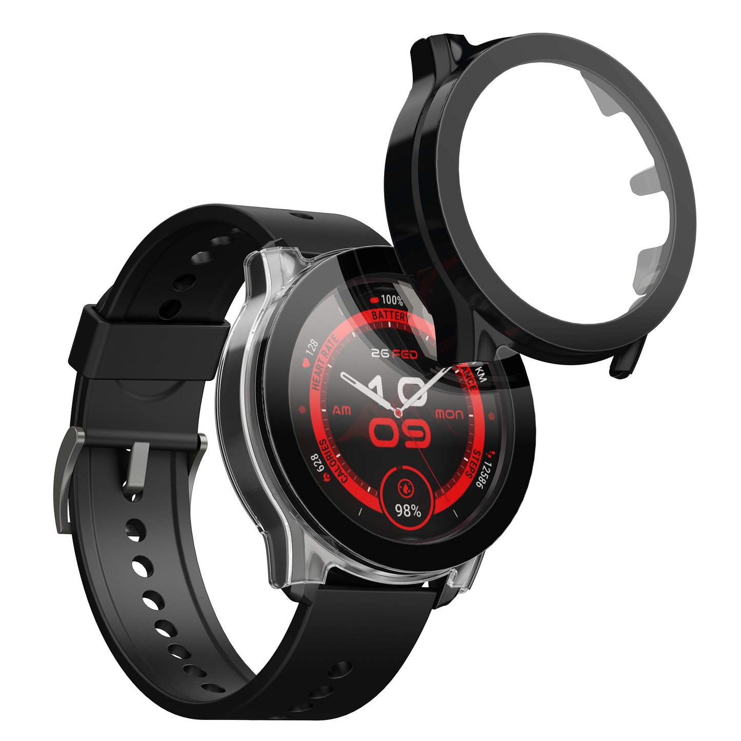kwmobile Glass Case for Ticwatch Pro 5 Enduro Protective Cover Full-Body Fitness Tracker Case Set