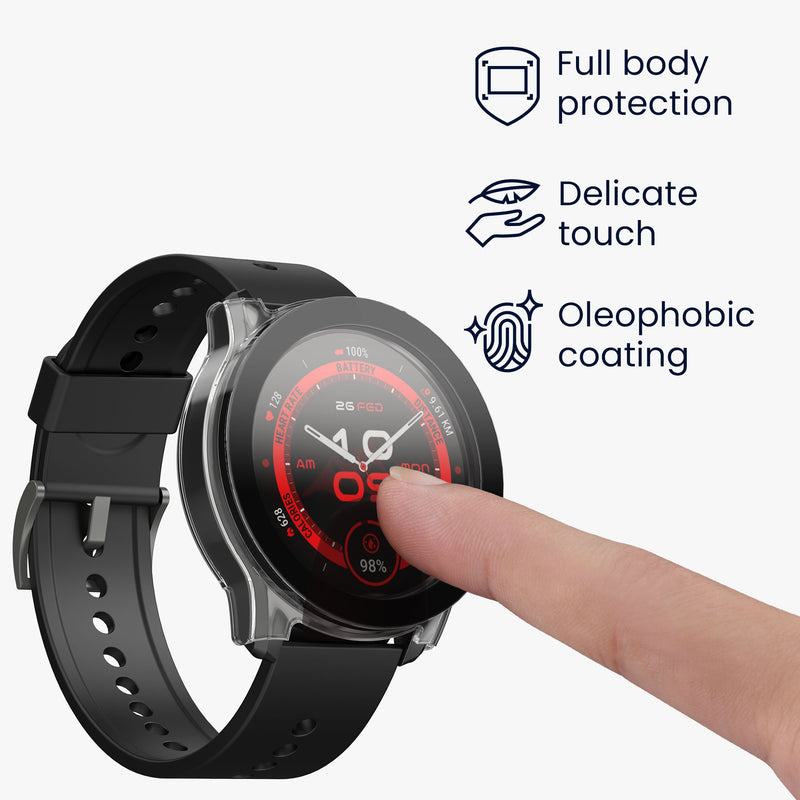 kwmobile Glass Case for Ticwatch Pro 5 Enduro Protective Cover Full-Body Fitness Tracker Case Set